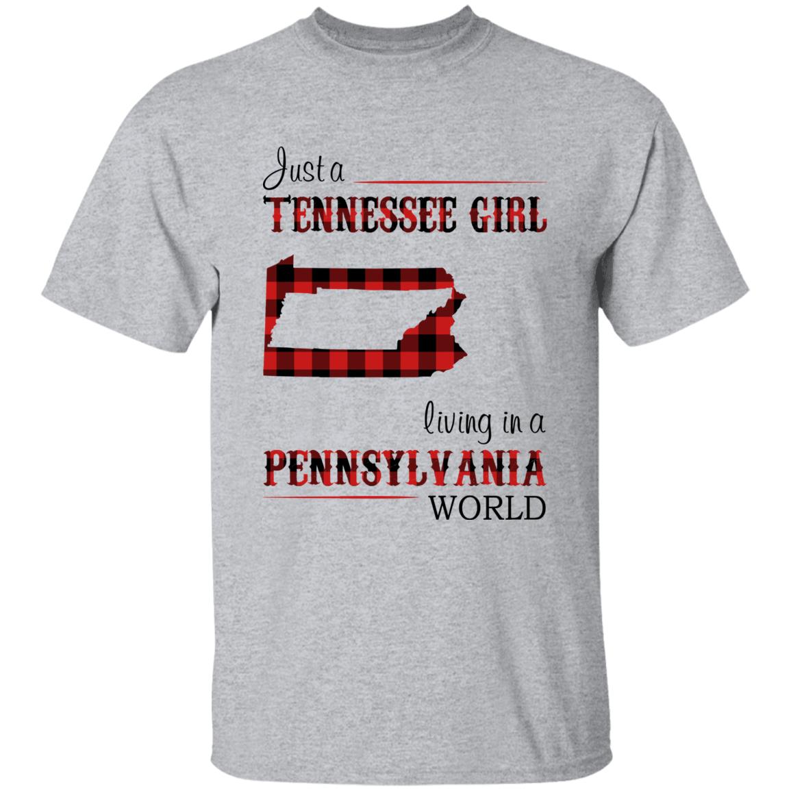 Just A Tennessee Girl Living In A Pennsylvania World T-shirt - T-shirt Born Live Plaid Red Teezalo