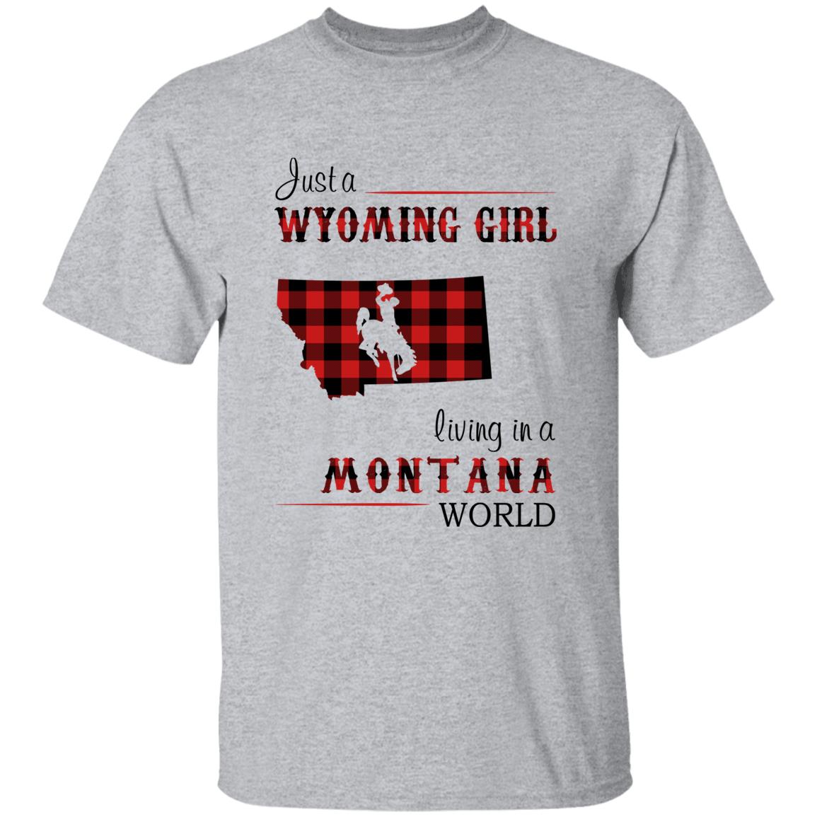 Just A Wyoming Girl Living In A Montana World T-shirt - T-shirt Born Live Plaid Red Teezalo