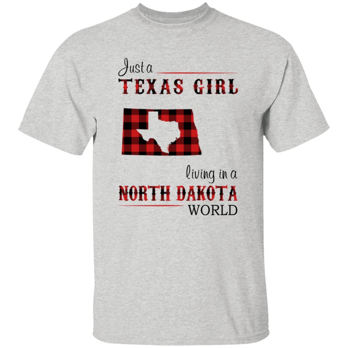 Just A Texas Girl Living In A North Dakota World T-shirt - T-shirt Born Live Plaid Red Teezalo