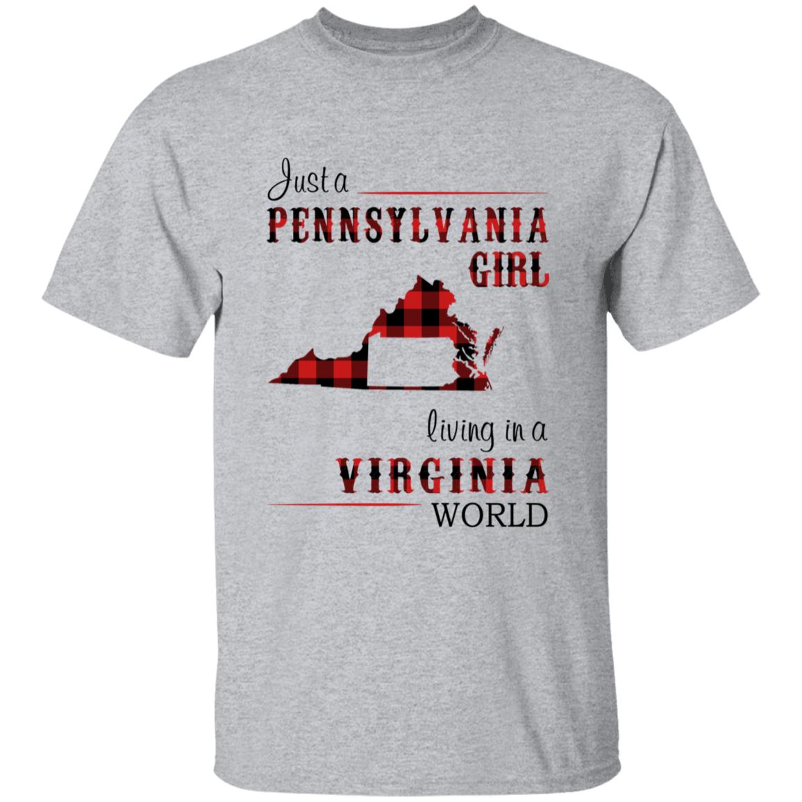 Just A Pennsylvania Girl Living In A Virginia World T-shirt - T-shirt Born Live Plaid Red Teezalo