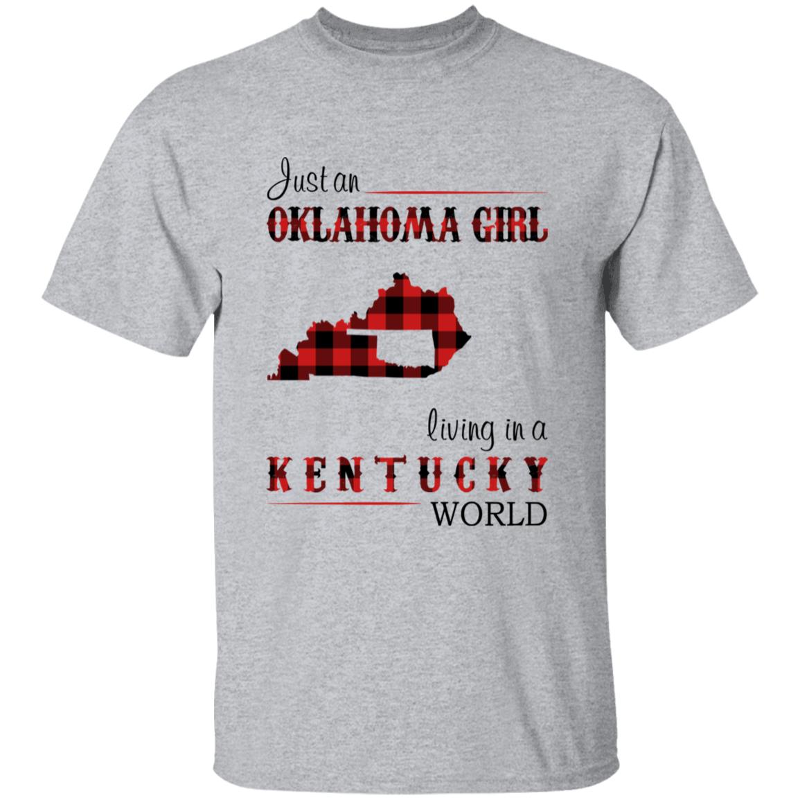 Just An Oklahoma Girl Living In A Kentucky World T-shirt - T-shirt Born Live Plaid Red Teezalo