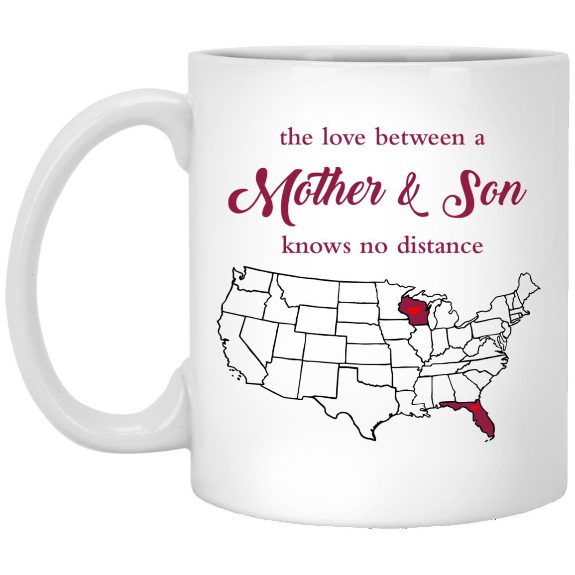 Florida Wisconsin The Love Between Mother And Son Mug - Mug Teezalo