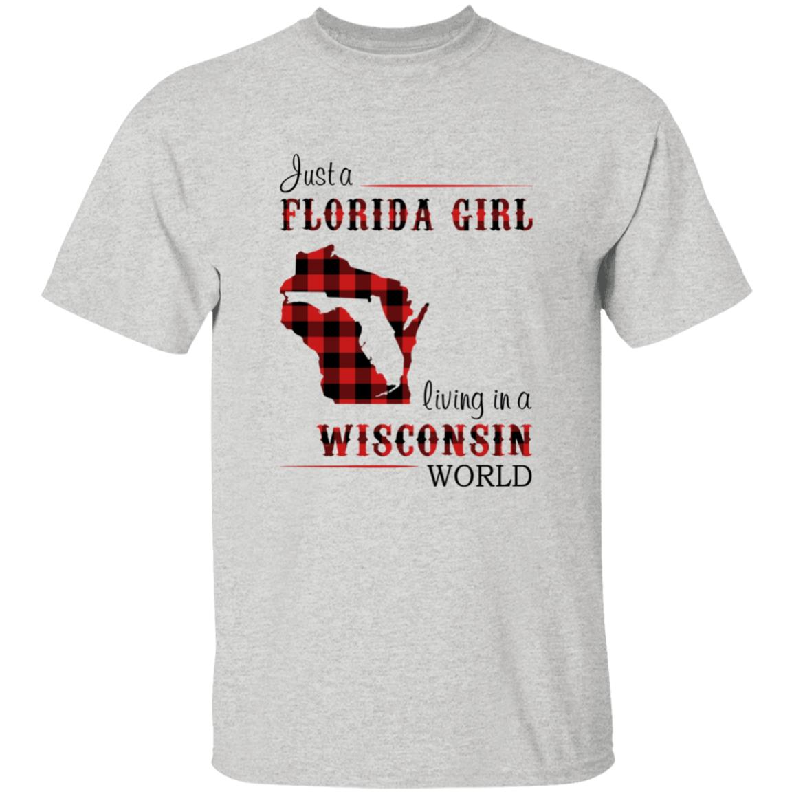 Just A Florida Girl Living In A Wisconsin World T-shirt - T-shirt Born Live Plaid Red Teezalo