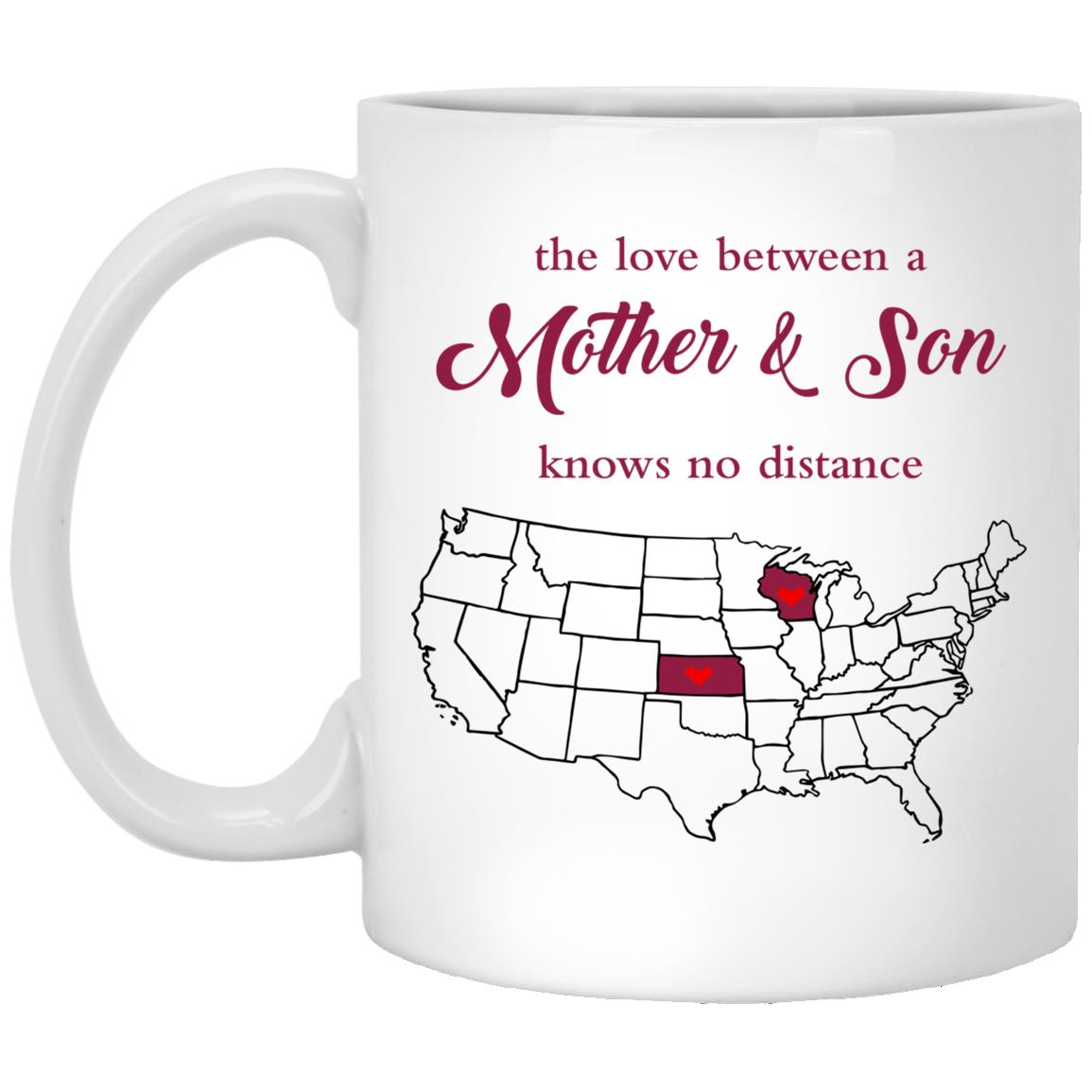 Kansas Wisconsin The Love Between Mother And Son Mug - Mug Teezalo