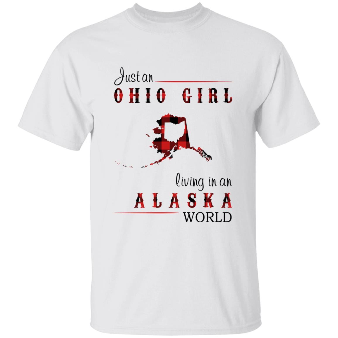 Just An Ohio Girl Living In An Alaska World T-shirt - T-shirt Born Live Plaid Red Teezalo