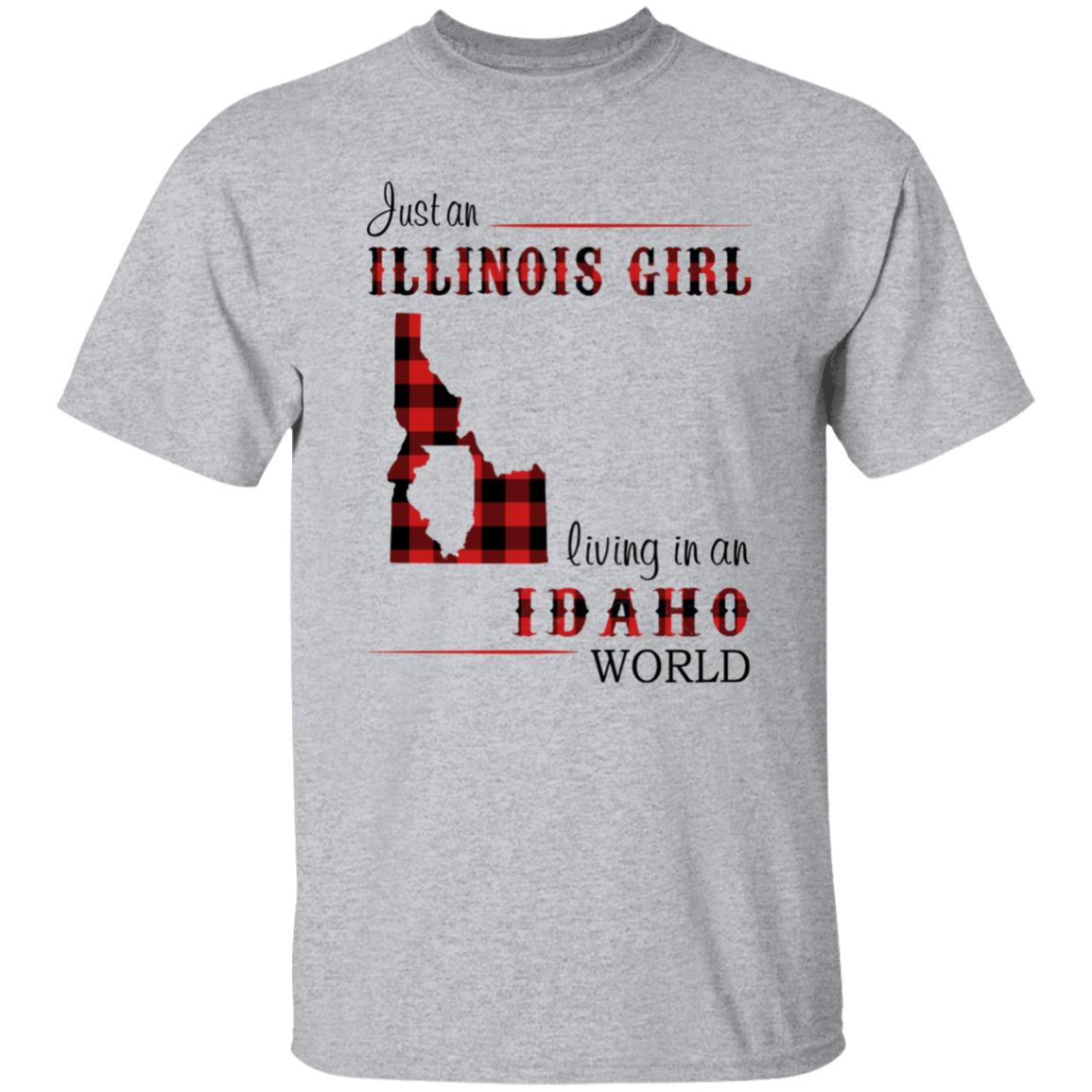 Just An Illinois Girl Living In An Idaho World T-shirt - T-shirt Born Live Plaid Red Teezalo