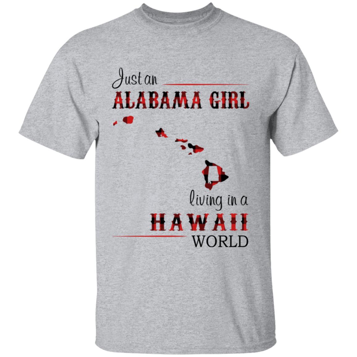 Just An Alabama Girl Living In A Hawaii World T-shirt - T-shirt Born Live Plaid Red Teezalo