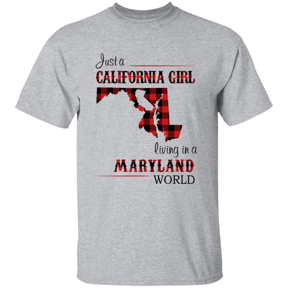 Just A California Girl Living In A Maryland World T-Shirt - T-shirt Born Live Plaid Red Teezalo