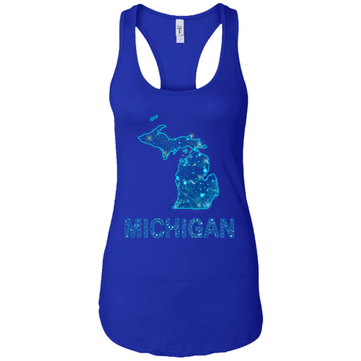 Michigan Map Line Dots T-Shirt - T-shirt Teezalo