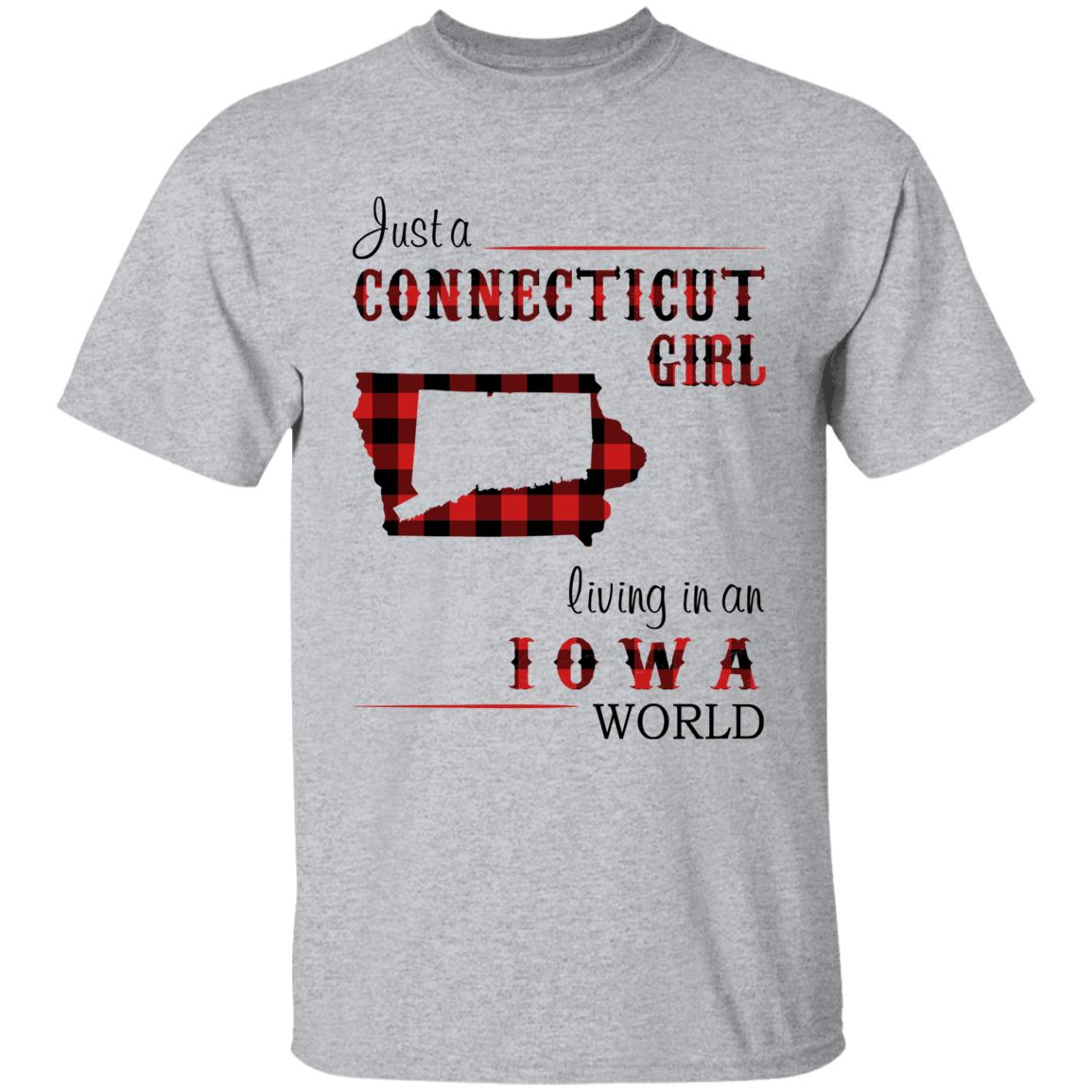 Just A Connecticut Girl Living In An Iowa World T-shirt - T-shirt Born Live Plaid Red Teezalo