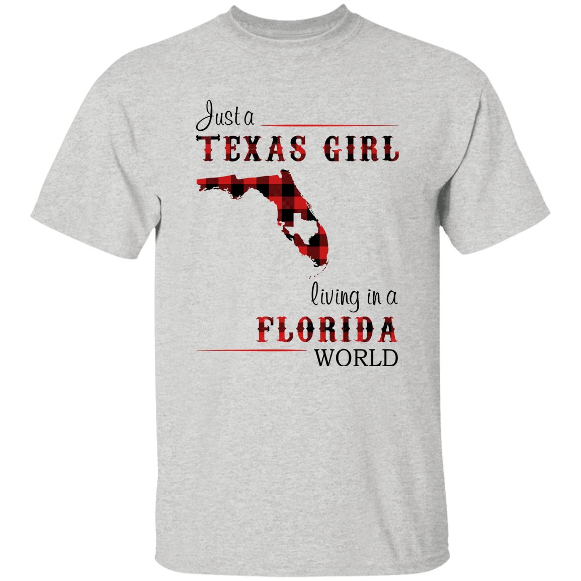 Just A Texas Girl Living In A Florida World T-shirt - T-shirt Born Live Plaid Red Teezalo