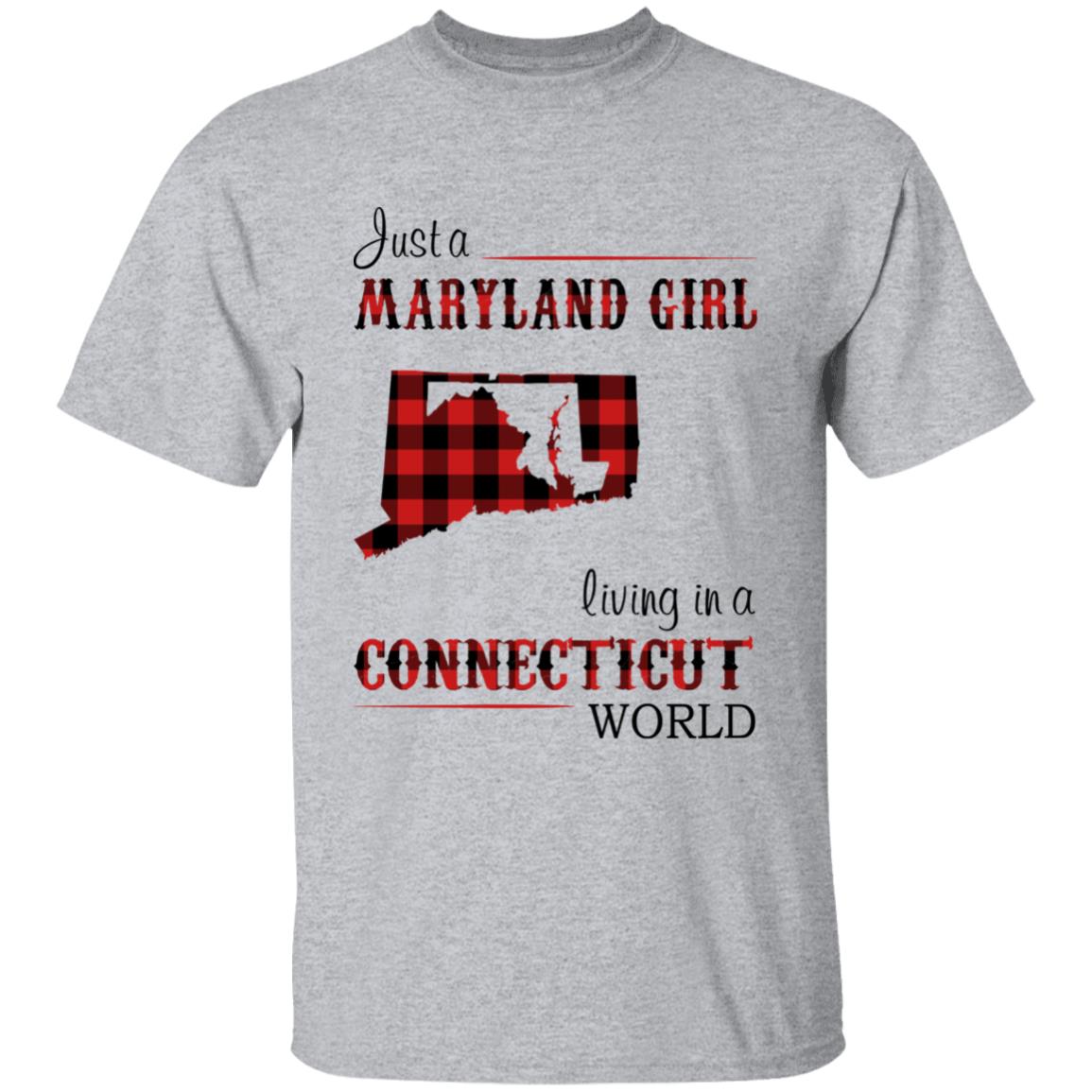 Just A Maryland Girl Living In A Connecticut World T-shirt - T-shirt Born Live Plaid Red Teezalo