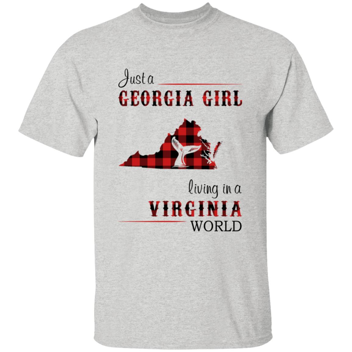 Just A Georgia Girl Living In A Virginia World T-shirt - T-shirt Born Live Plaid Red Teezalo