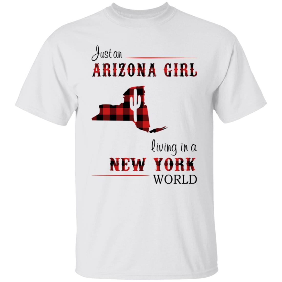 Just An Arizona Girl Living In A New York World T-shirt - T-shirt Born Live Plaid Red Teezalo