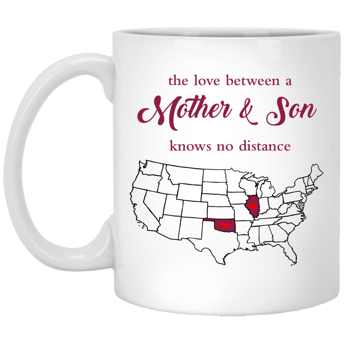 Illinois Oklahoma The Love Between Mother And Son Mug - Mug Teezalo