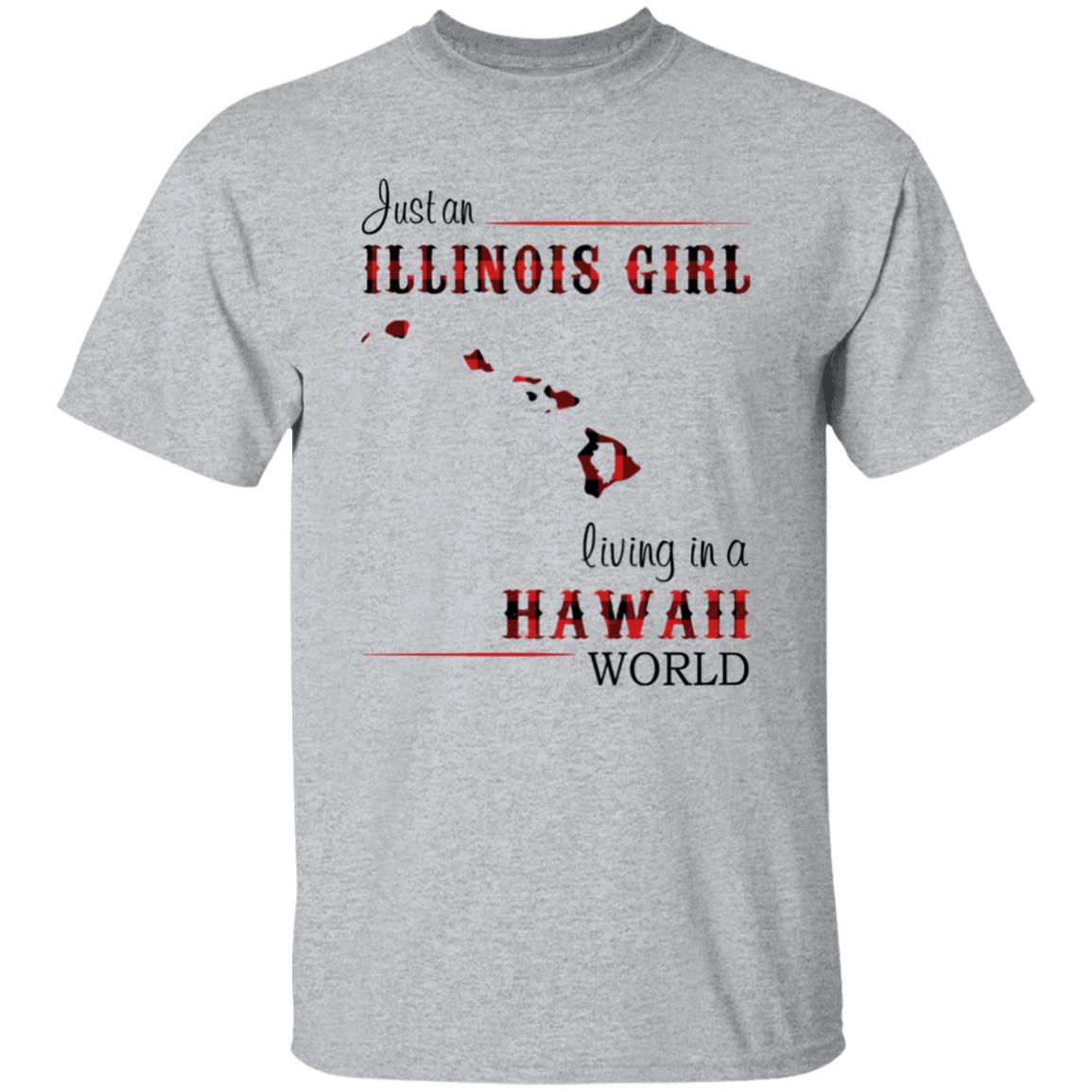 Just An Illinois Girl Living In A Hawaii World T-shirt - T-shirt Born Live Plaid Red Teezalo