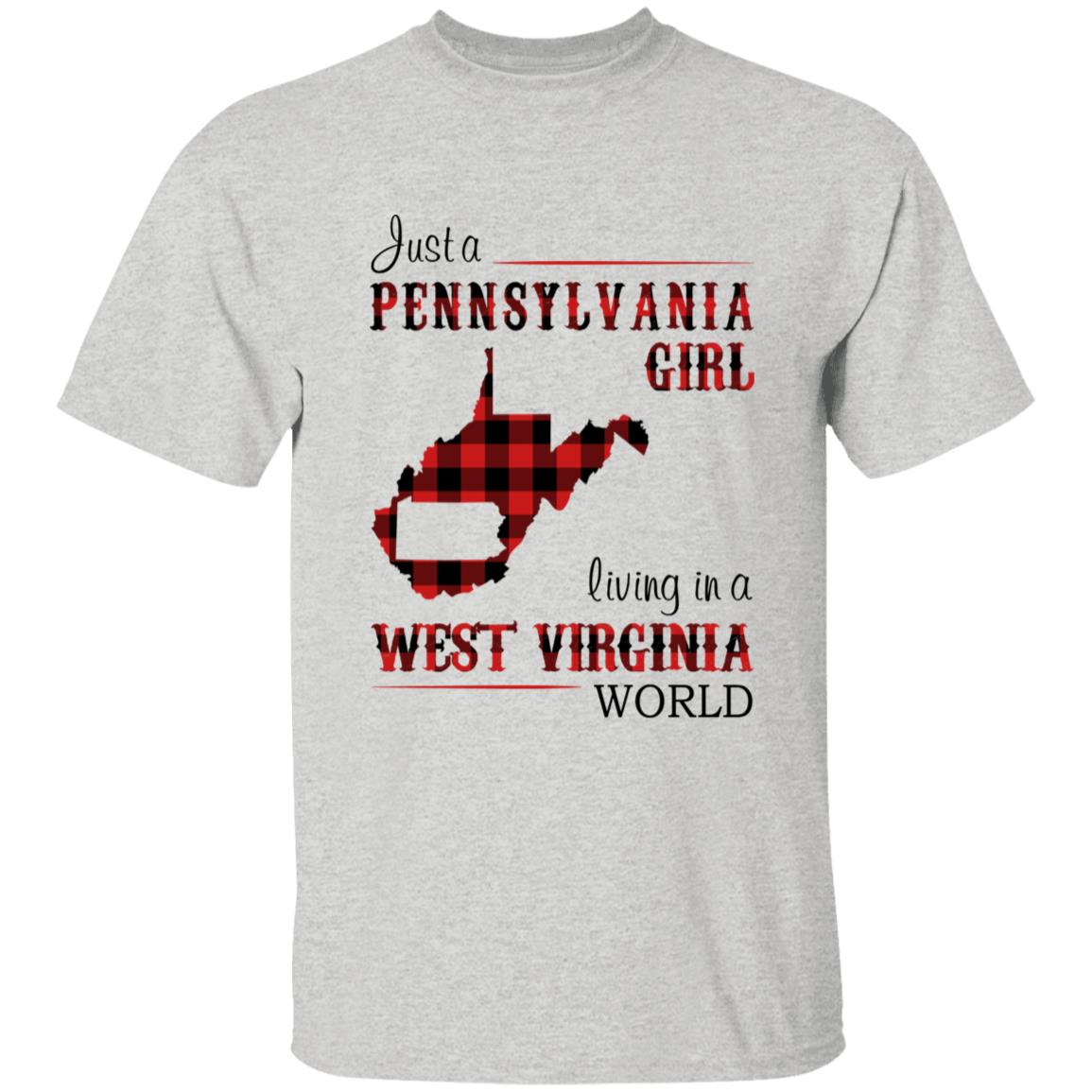 Just A Pennsylvania Girl Living In A West Virginia World T-shirt - T-shirt Born Live Plaid Red Teezalo