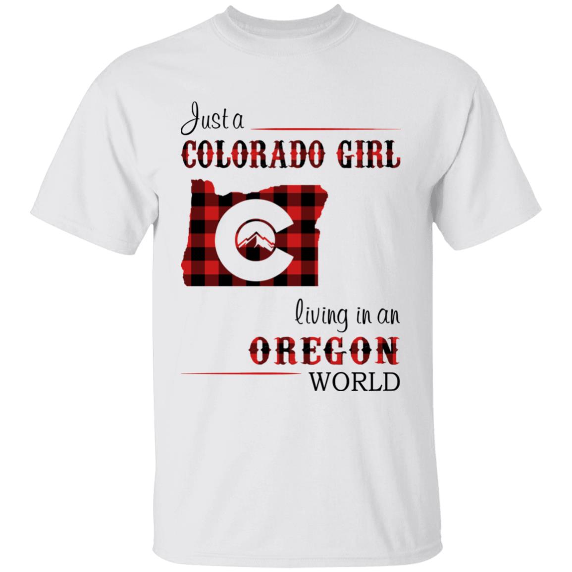 Just A Colorado Girl Living In An Oregon World T-shirt - T-shirt Born Live Plaid Red Teezalo