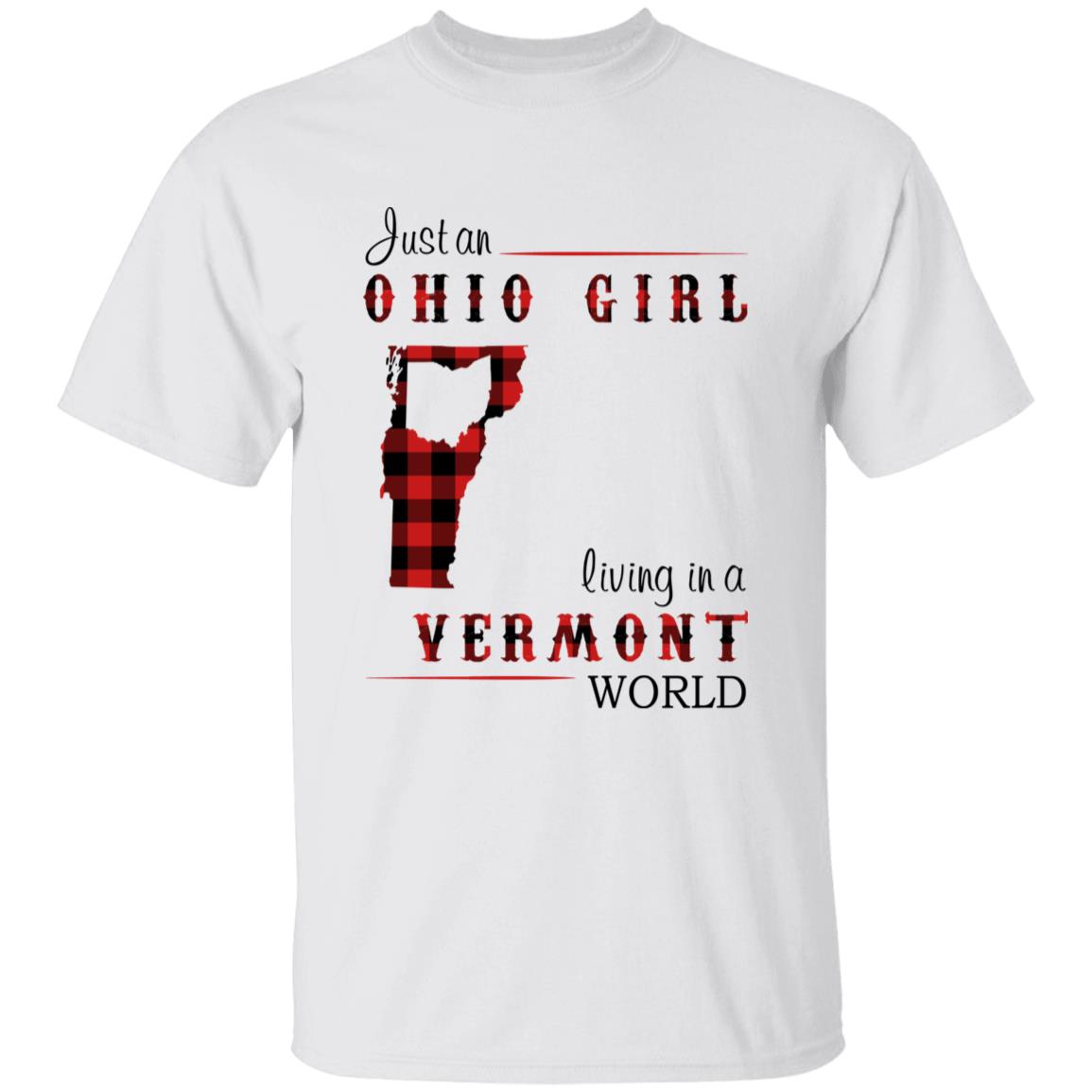 Just An Ohio Girl Living In A Vermont World T-shirt - T-shirt Born Live Plaid Red Teezalo