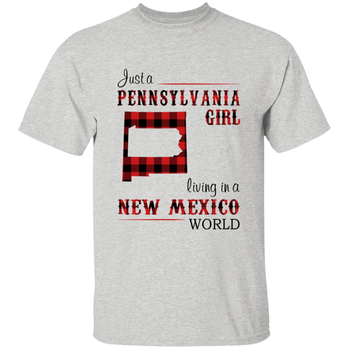 Just A Pennsylvania Girl Living In A New Mexico World T-shirt - T-shirt Born Live Plaid Red Teezalo