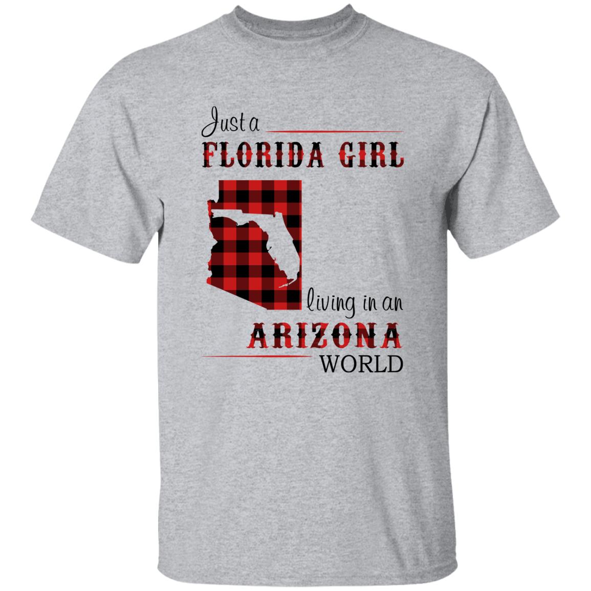 Just Florida Girl Living In An Arizona World T-shirt - T-shirt Born Live Plaid Red Teezalo