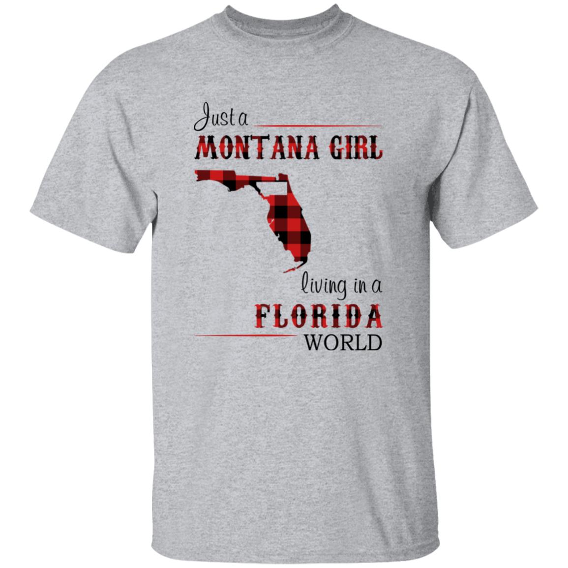 Just A Montana Girl Living In A Florida World T-shirt - T-shirt Born Live Plaid Red Teezalo