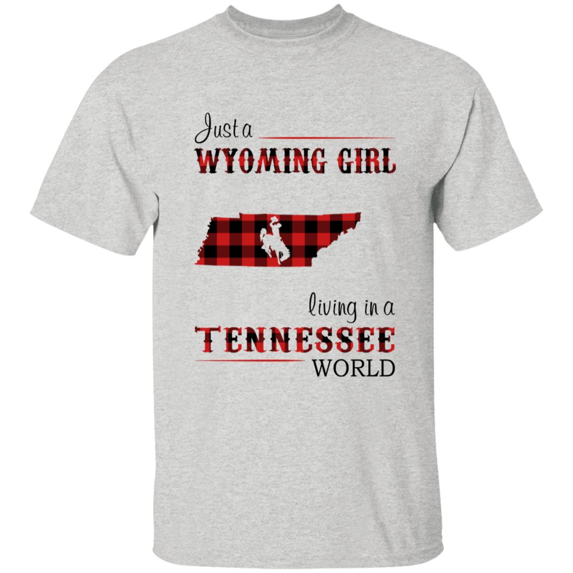 Just A Wyoming Girl Living In A Tennessee World T-shirt - T-shirt Born Live Plaid Red Teezalo