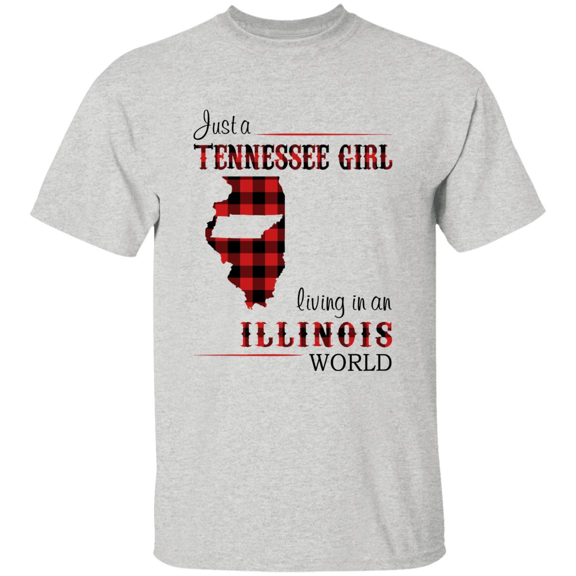 Just A Tennessee Girl Living In An Illinois World T-shirt - T-shirt Born Live Plaid Red Teezalo