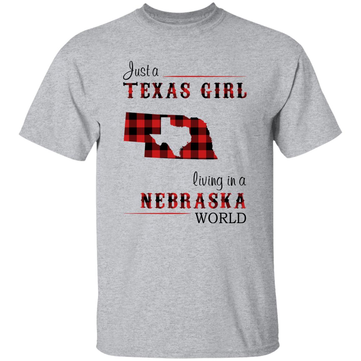 Just A Texas Girl Living In A Nebraska World T-shirt - T-shirt Born Live Plaid Red Teezalo