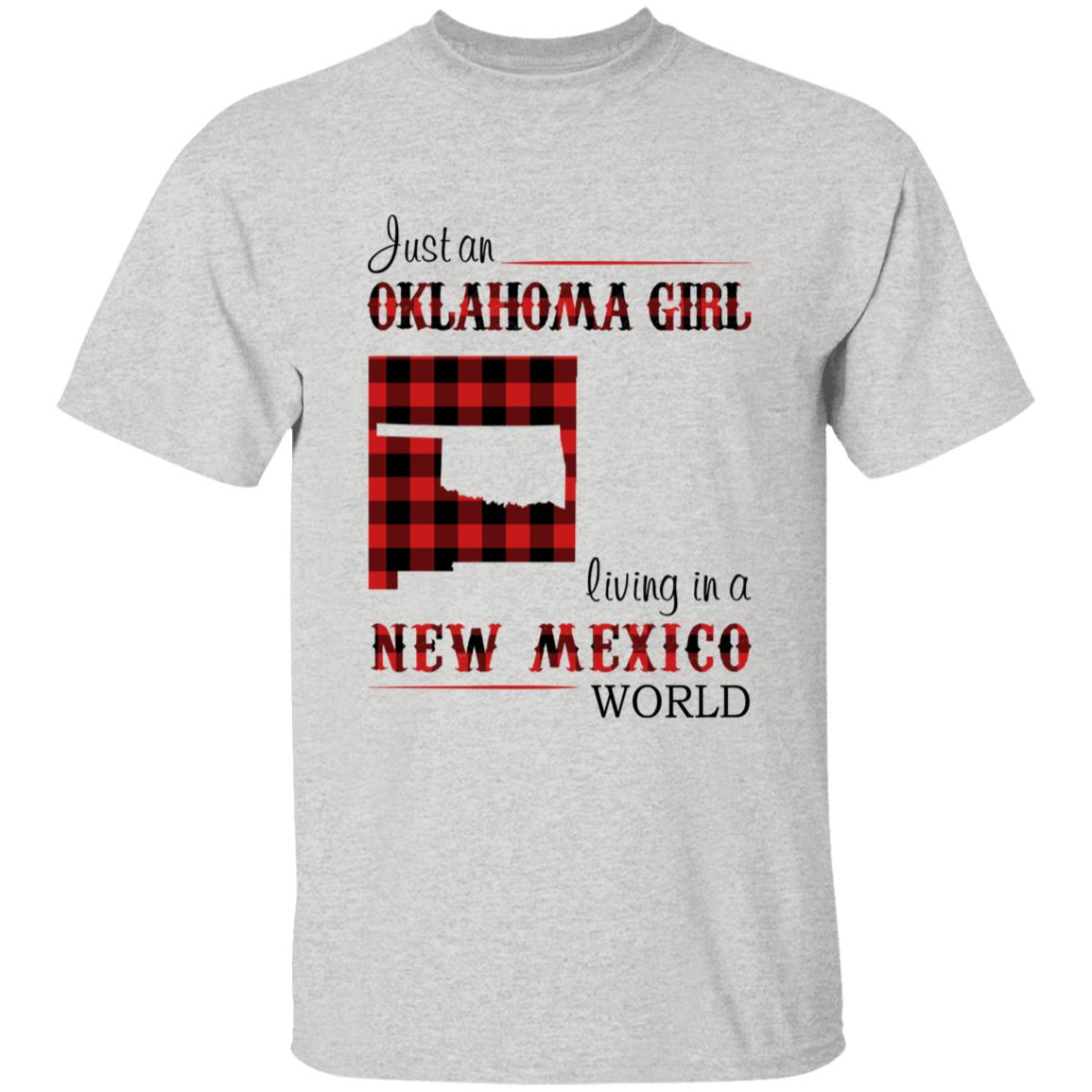 Just An Oklahoma Girl Living In A New Mexico World T-shirt - T-shirt Born Live Plaid Red Teezalo