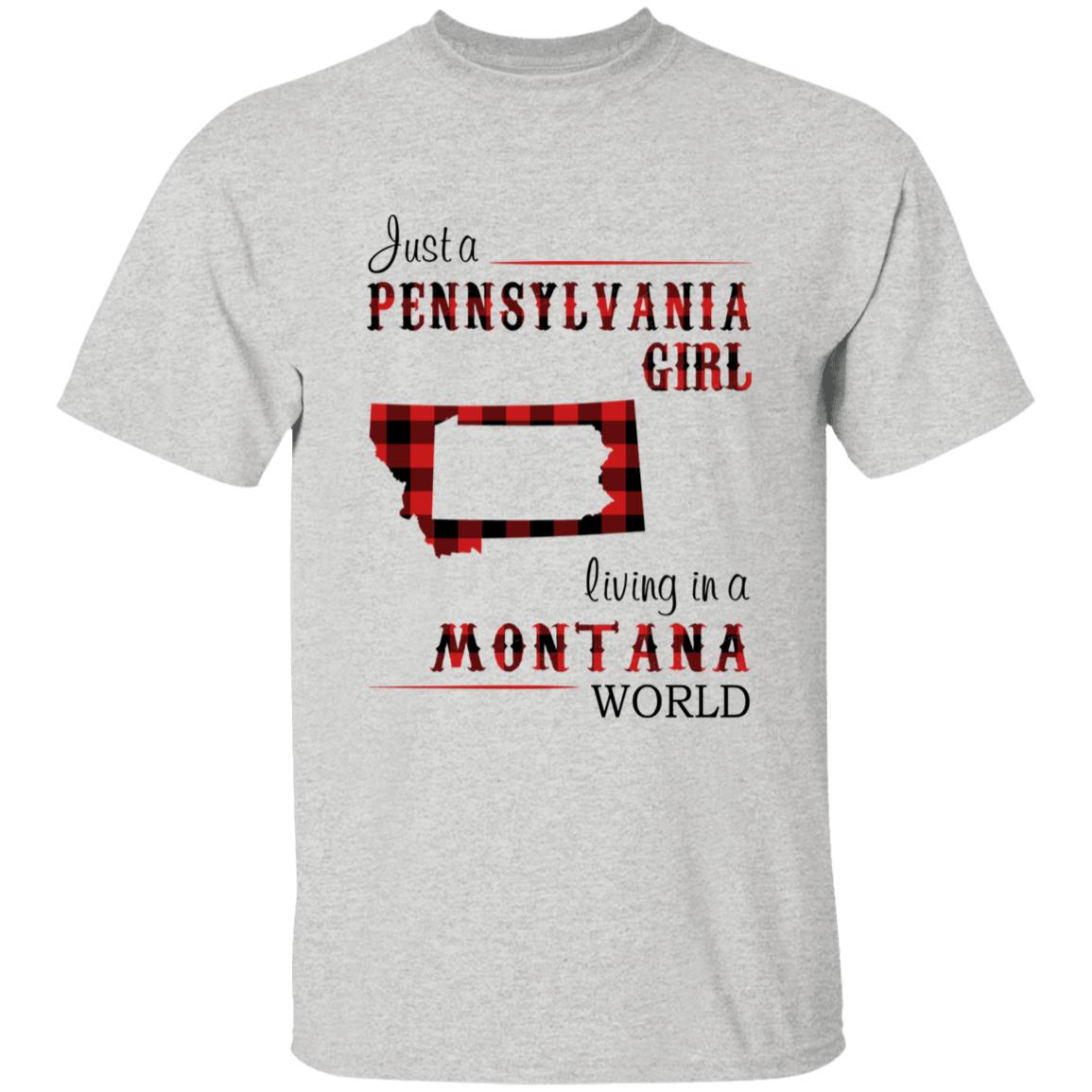 Just A Pennsylvania Girl Living In A Montana World T-shirt - T-shirt Born Live Plaid Red Teezalo