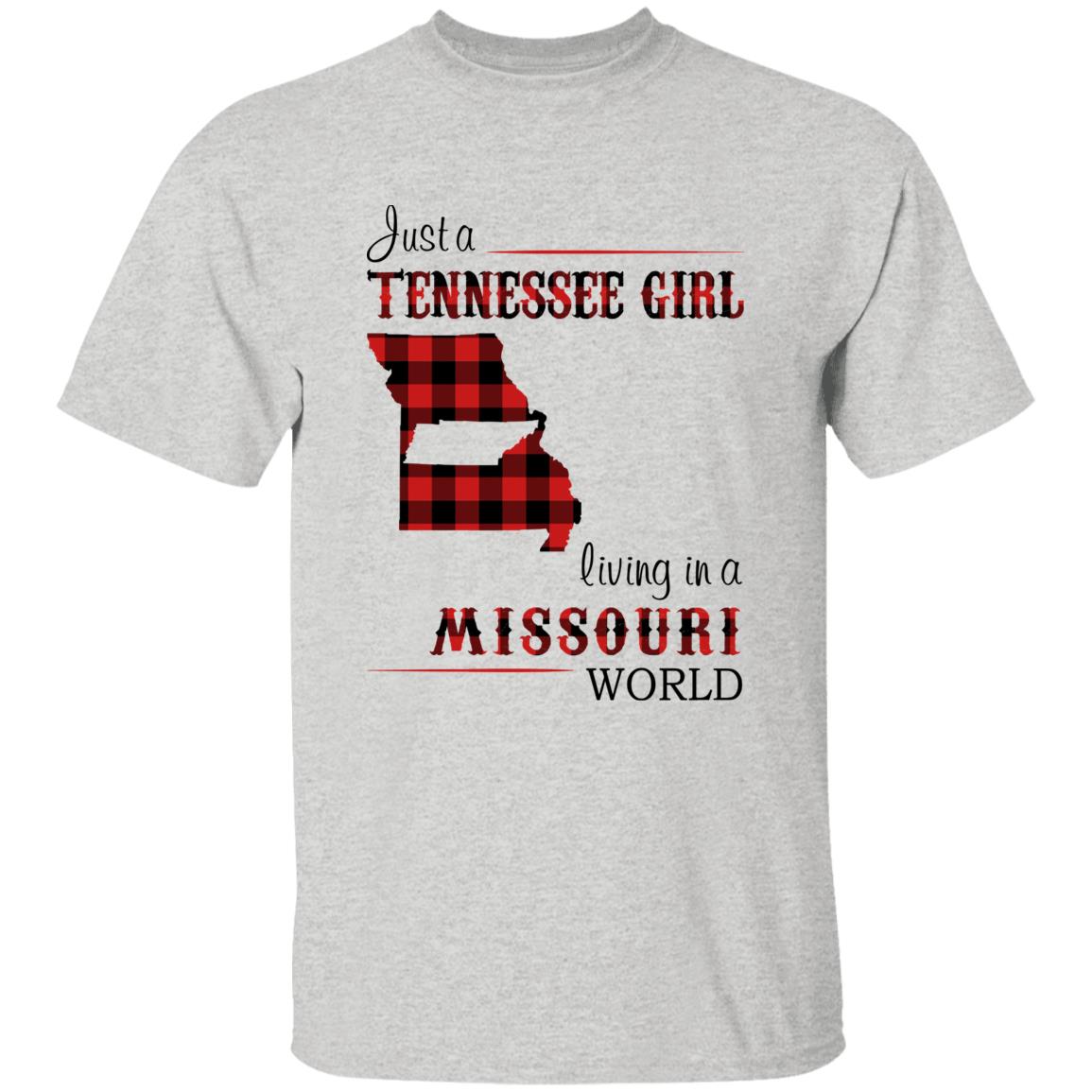 Just A Tennessee Girl Living In A Missouri World T-shirt - T-shirt Born Live Plaid Red Teezalo