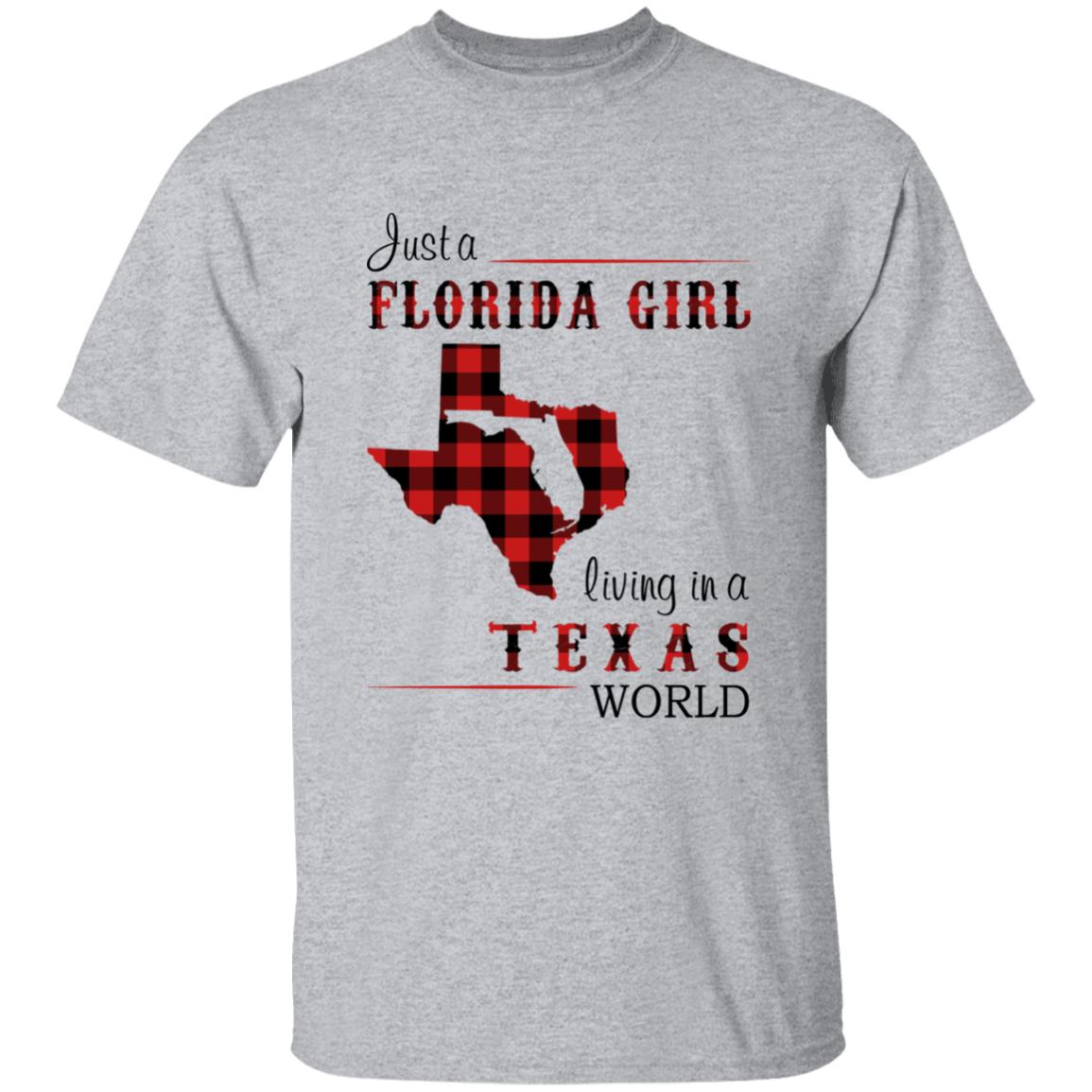 Just A Florida Girl Living In A Texas World T-shirt - T-shirt Born Live Plaid Red Teezalo