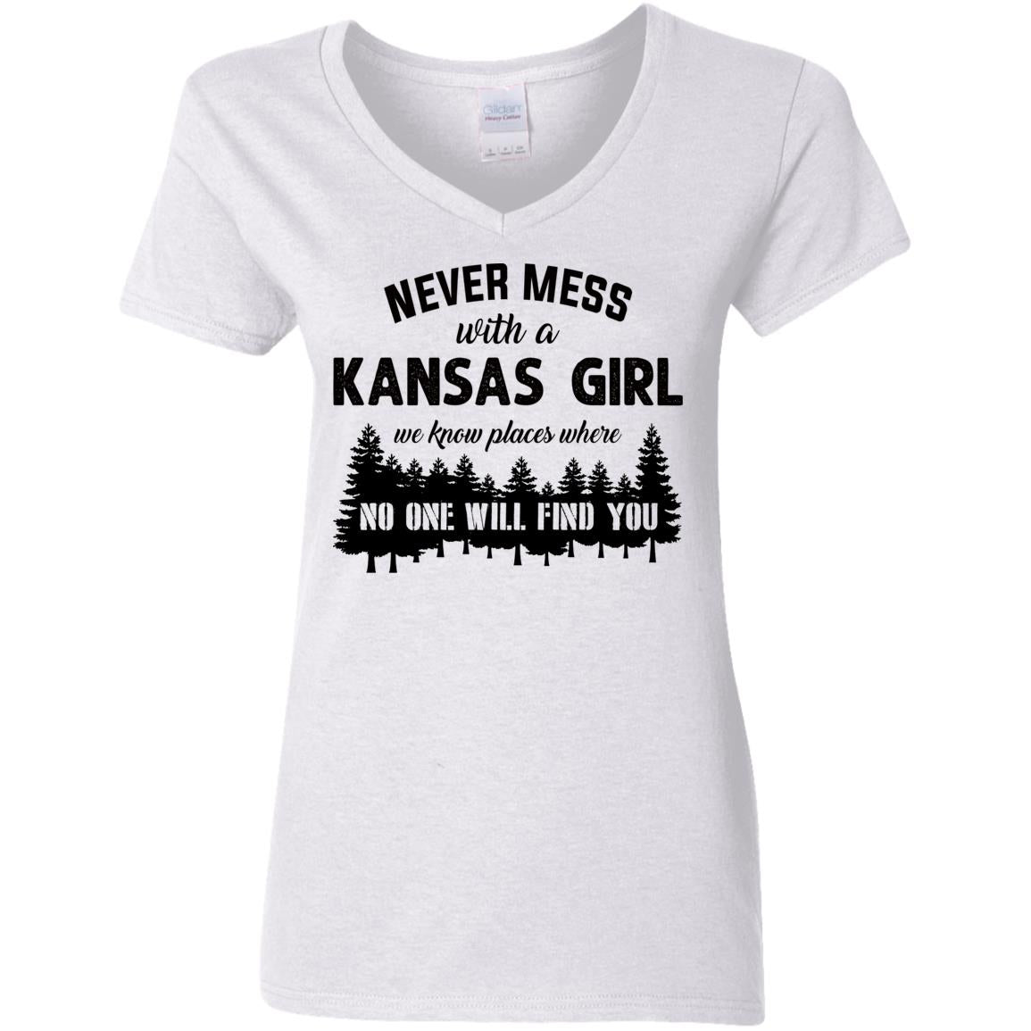 Never Mess With A Kansas Girl We Know Places T Shirt - T-shirt Teezalo