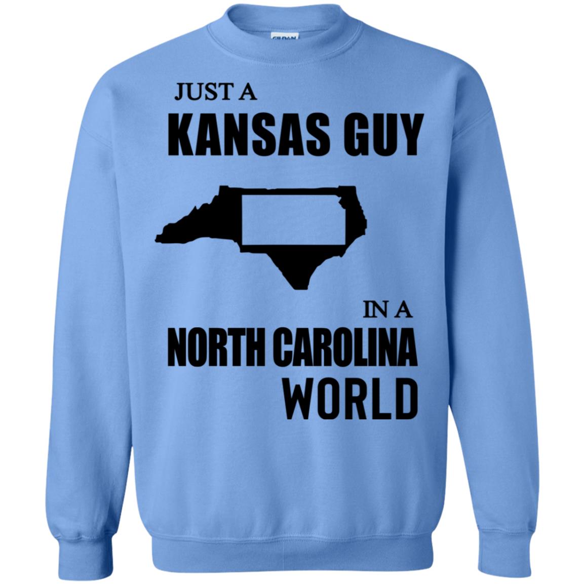 Just A Kansas Guy In A North Carolina World Hoodie - Hoodie Teezalo