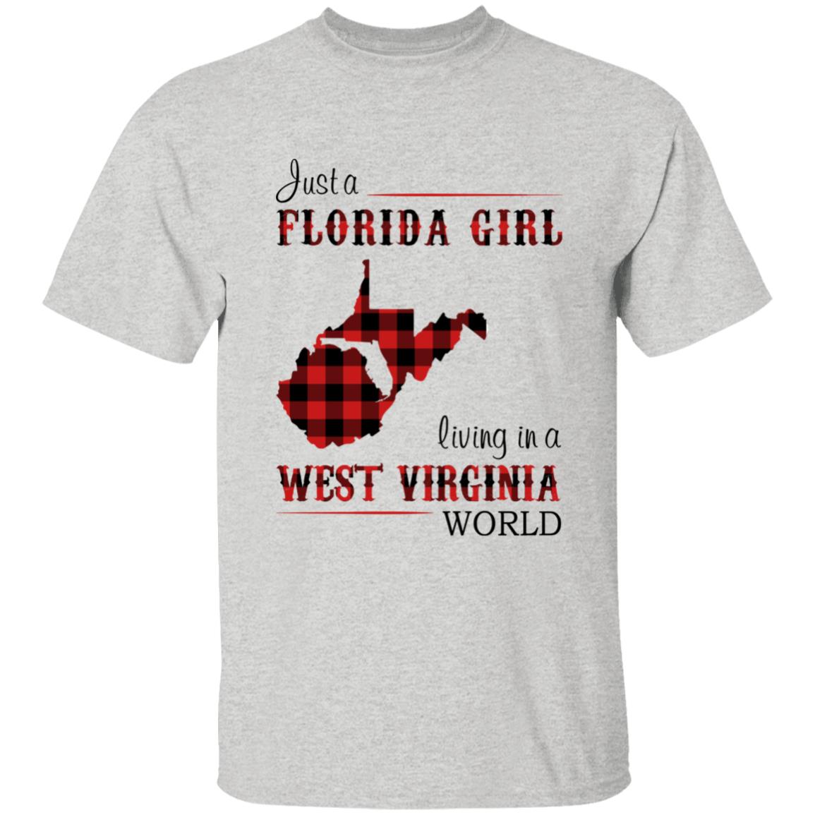 Just A Florida Girl Living In A West Virginia World T-shirt - T-shirt Born Live Plaid Red Teezalo