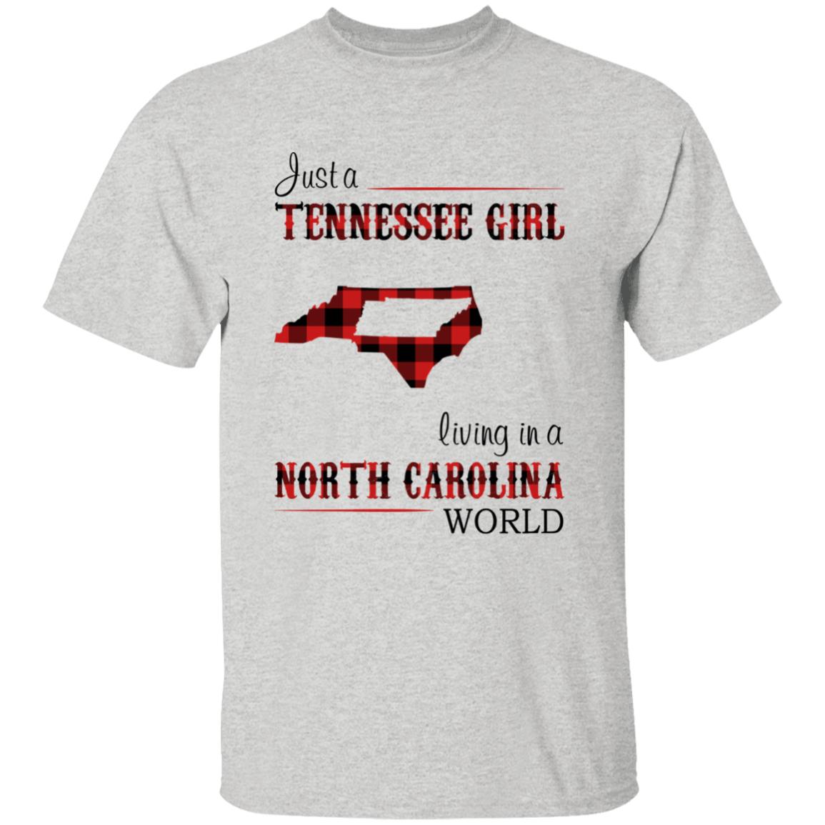 Just A Tennessee Girl Living In A North Carolina World T-shirt - T-shirt Born Live Plaid Red Teezalo