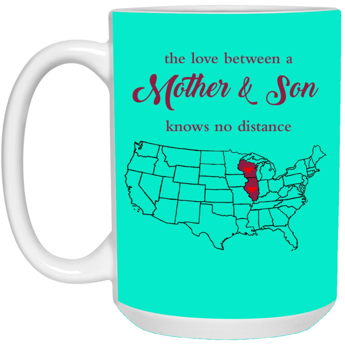 Illinois Wisconsin The Love Between Mother And Son Mug - Mug Teezalo