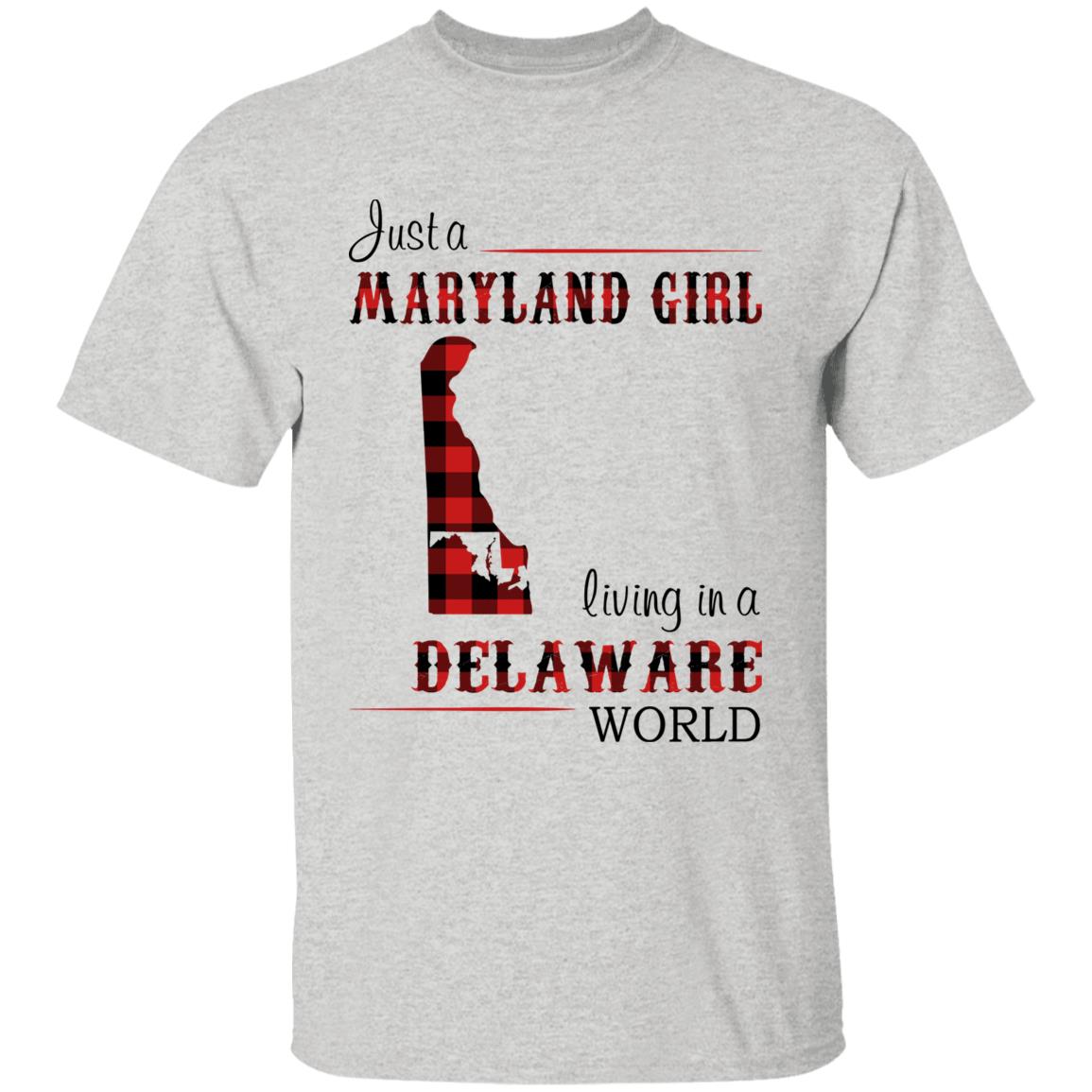 Just A Maryland Girl Living In A Delaware World T-shirt - T-shirt Born Live Plaid Red Teezalo