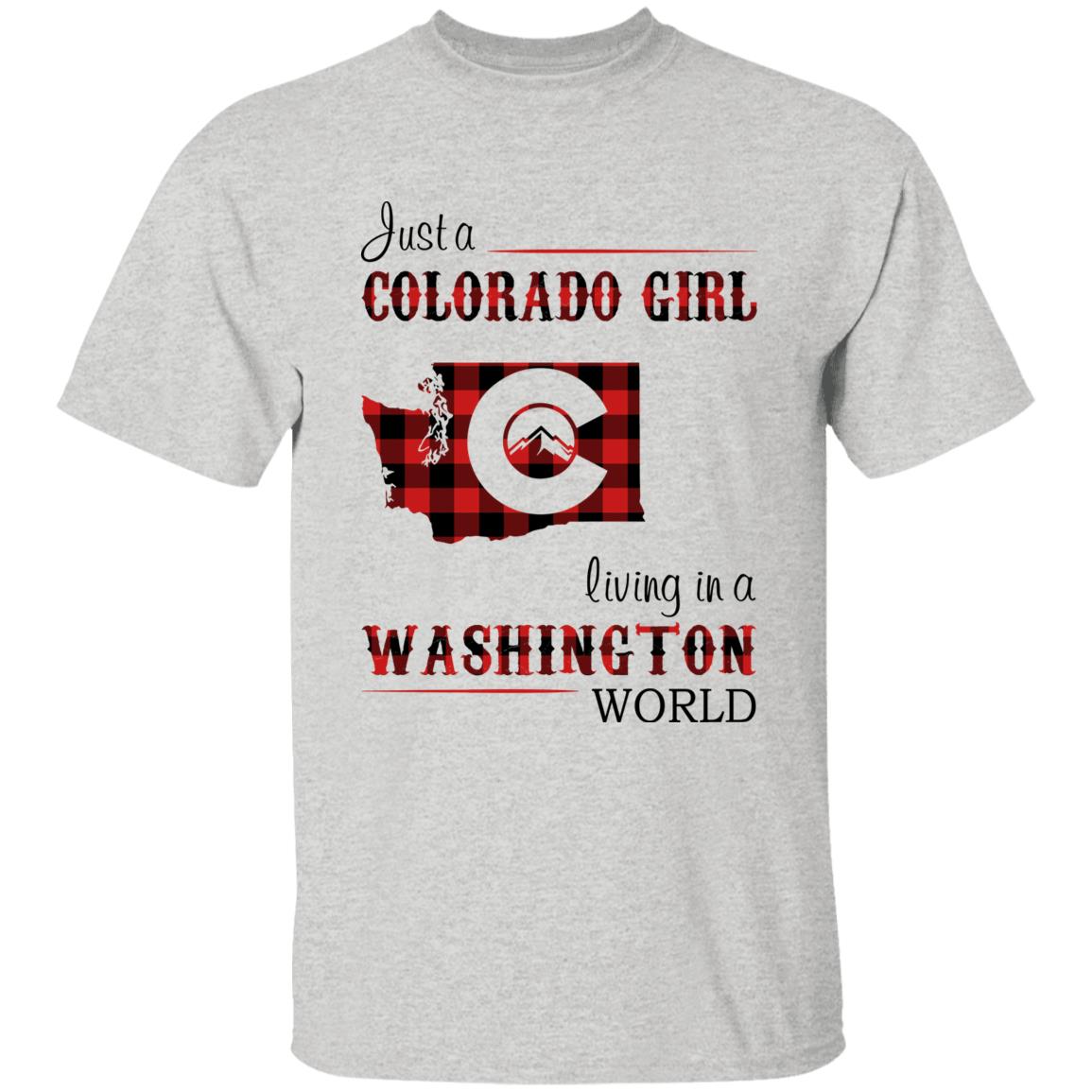 Just A Colorado Girl Living In A Washington World T-shirt - T-shirt Born Live Plaid Red Teezalo