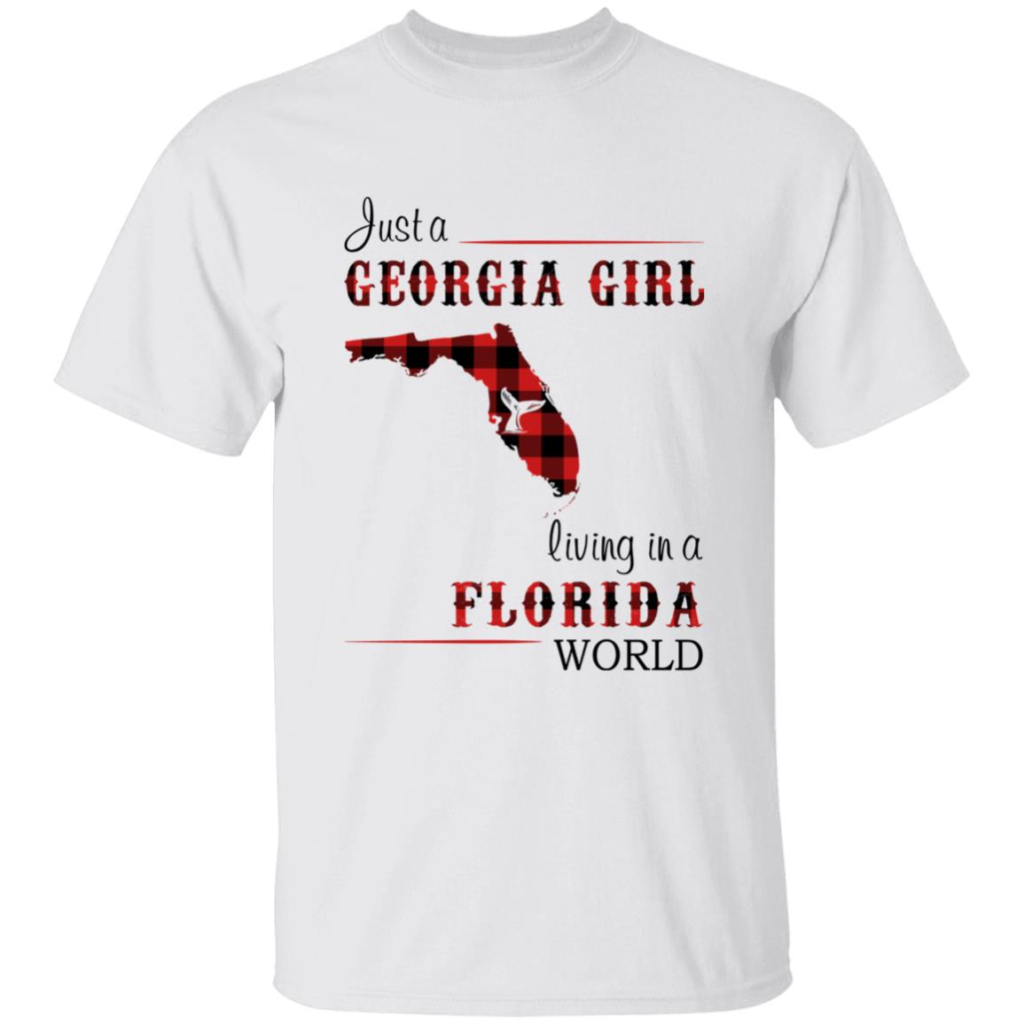 Just A Georgia Girl Living In A Florida World T-shirt - T-shirt Born Live Plaid Red Teezalo