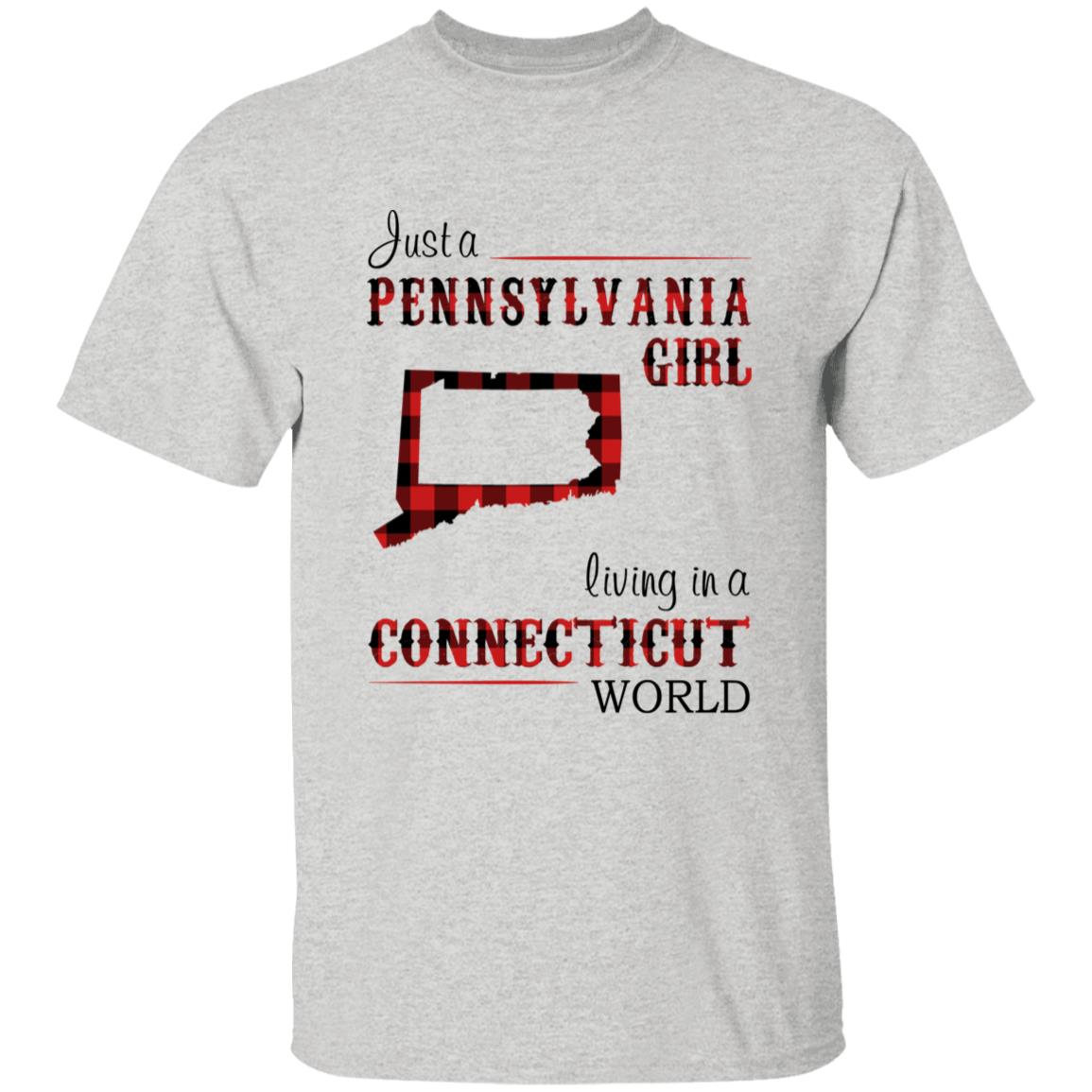 Just A Pennsylvania Girl Living In A Connecticut World T-shirt - T-shirt Born Live Plaid Red Teezalo