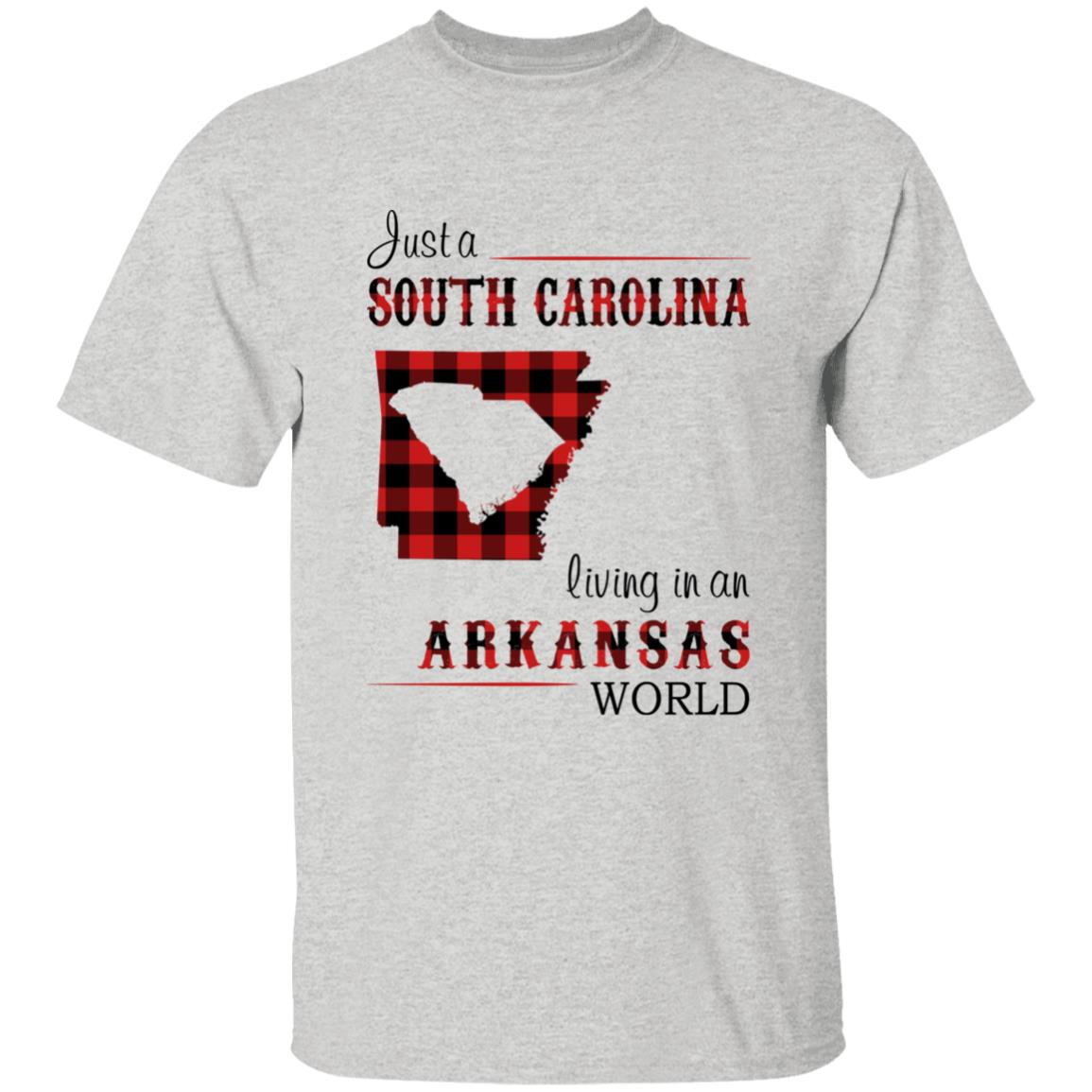 Just A South Carolina Girl Living In An Arkansas World T-shirt - T-shirt Born Live Plaid Red Teezalo