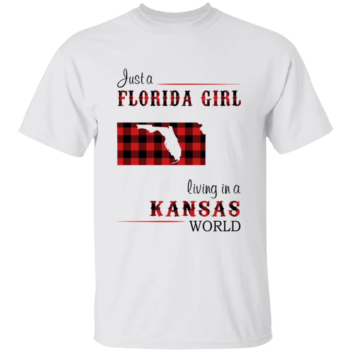 Just A Florida Girl Living In A Kansas World T-shirt - T-shirt Born Live Plaid Red Teezalo