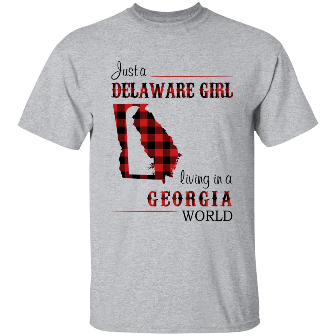 Just A Delaware Girl Living In A Georgia World T-shirt - T-shirt Born Live Plaid Red Teezalo