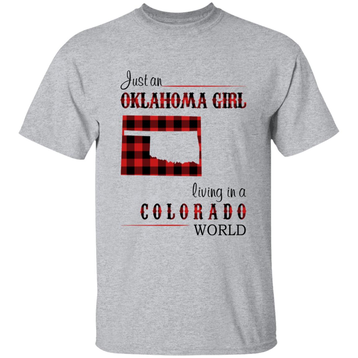 Just An Oklahoma Girl Living In A Colorado World T-shirt - T-shirt Born Live Plaid Red Teezalo