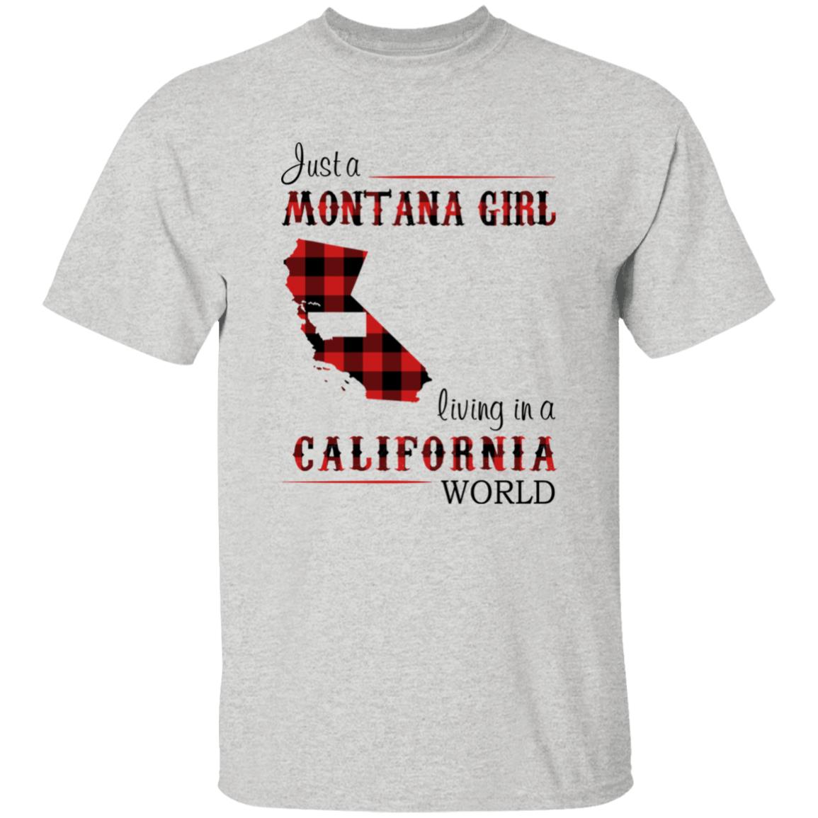 Just A Montana Girl Living In A California World T-shirt - T-shirt Born Live Plaid Red Teezalo