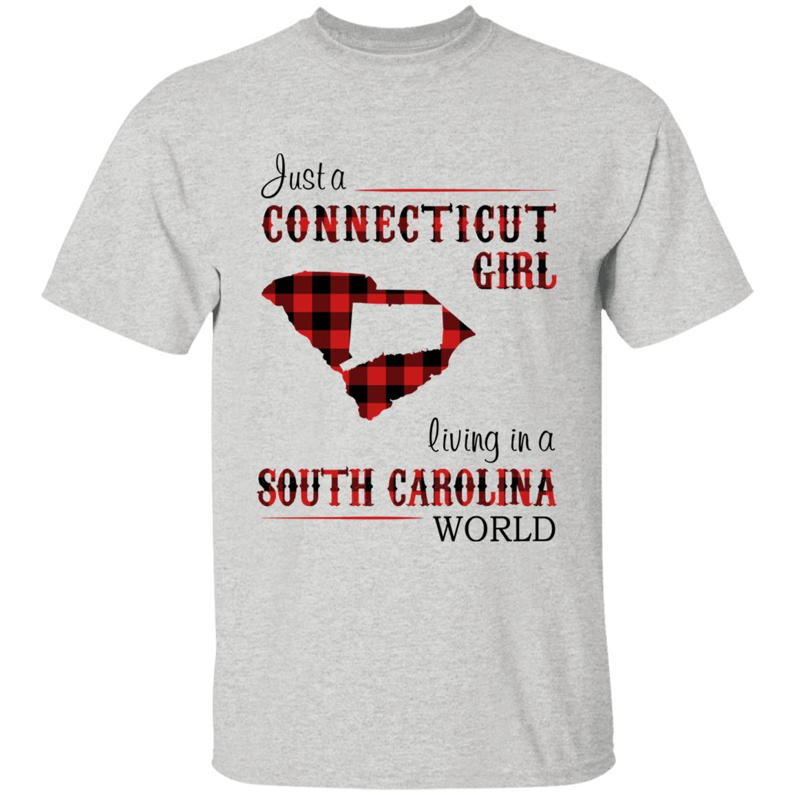 Just A Connecticut Girl Living In A South Carolina World T-shirt - T-shirt Born Live Plaid Red Teezalo