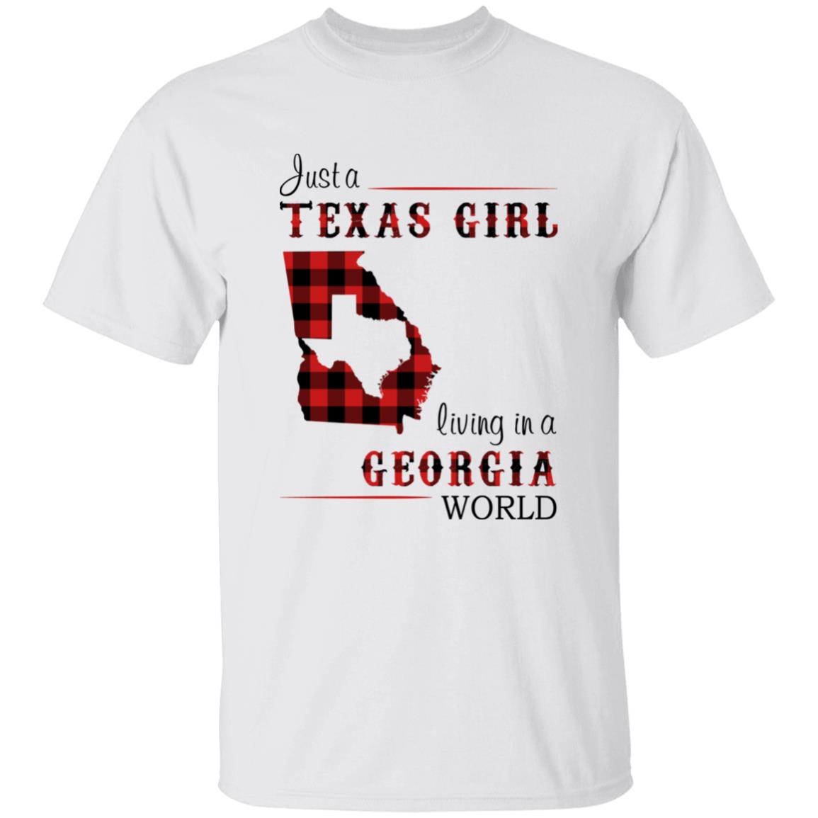 Just A Texas Girl Living In A Georgia World T-shirt - T-shirt Born Live Plaid Red Teezalo