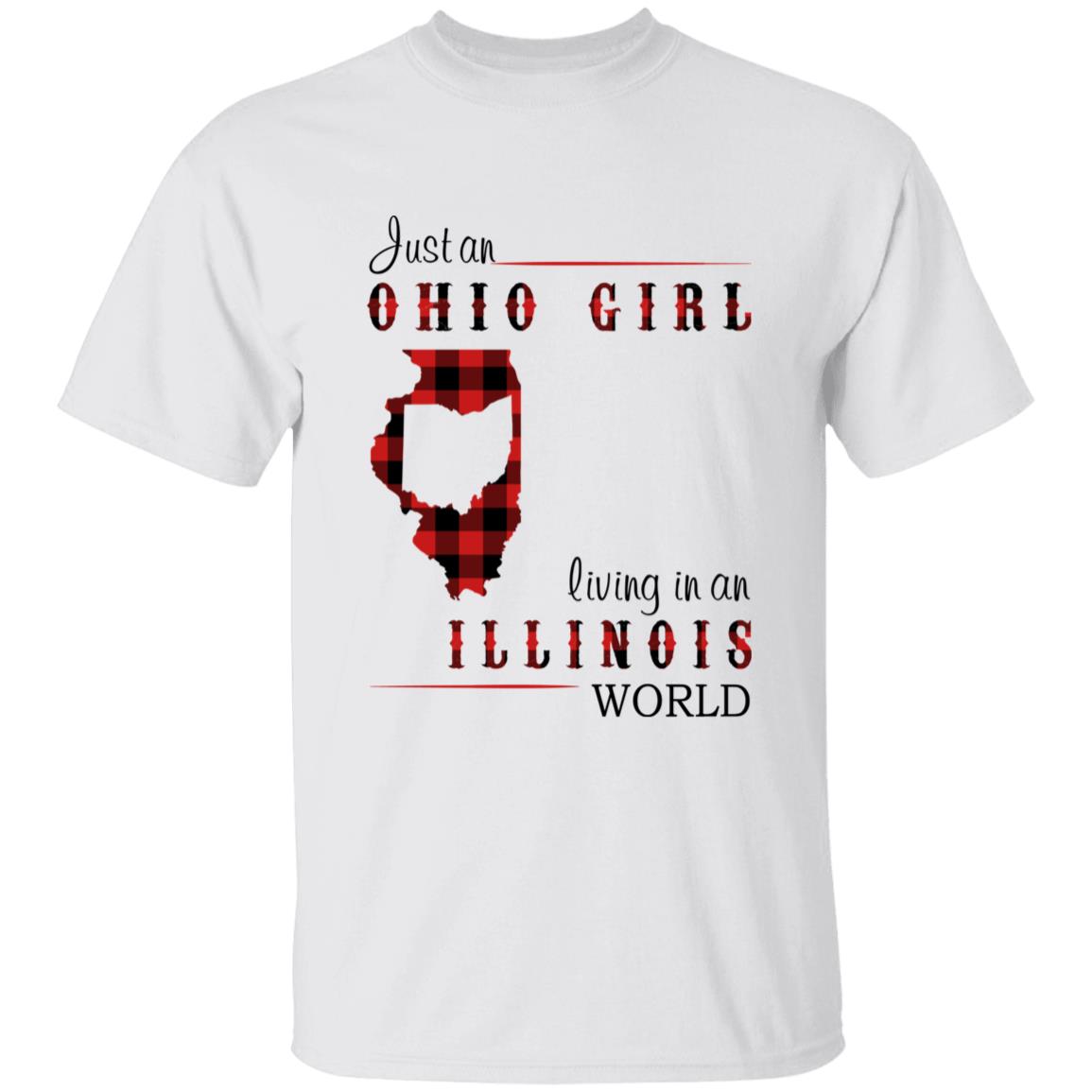 Just An Ohio Girl Living In An Illinois World T-shirt - T-shirt Born Live Plaid Red Teezalo